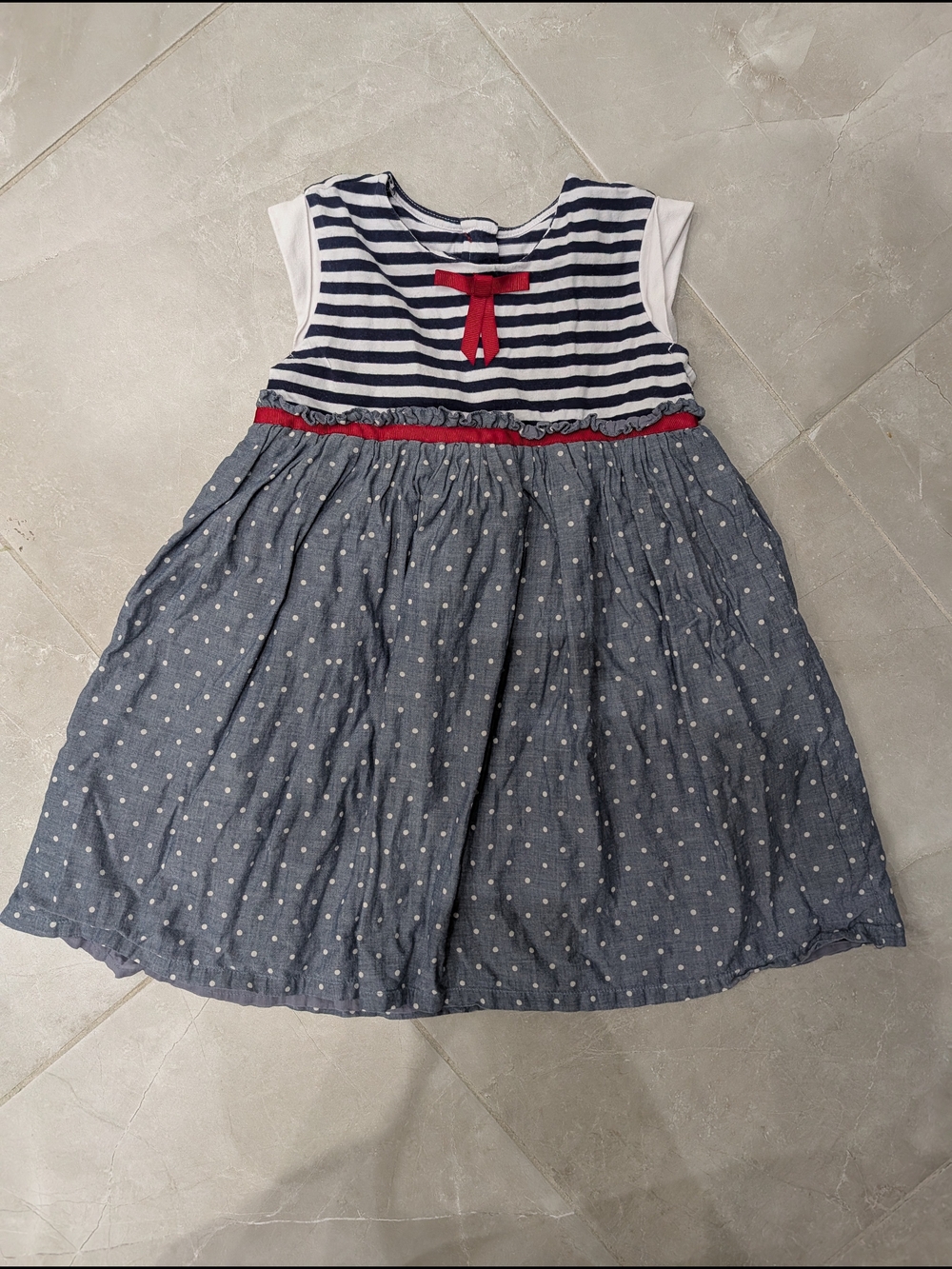 5/$35 Girls Navy & Red Bow Dress – Size 4T